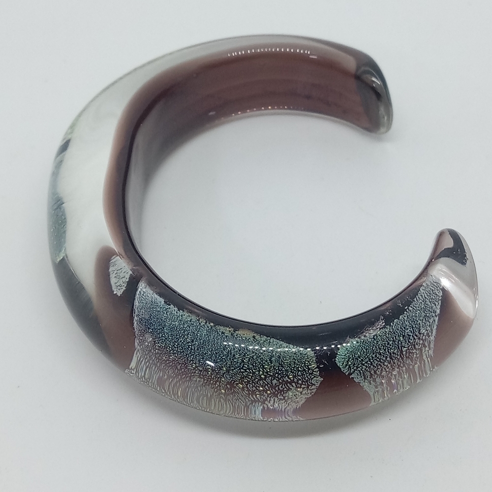 * vintage Dichroic Glass Snakeskin style pattern cuff bracelet - Picture 6 of 6
